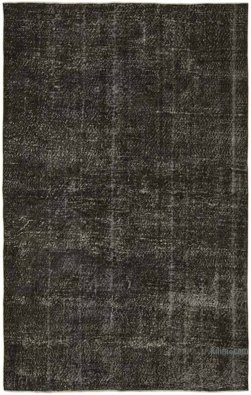 Black Over-dyed Vintage Hand-Knotted Turkish Rug - 6' 3" x 9' 9" (75" x 117") - K0059291
