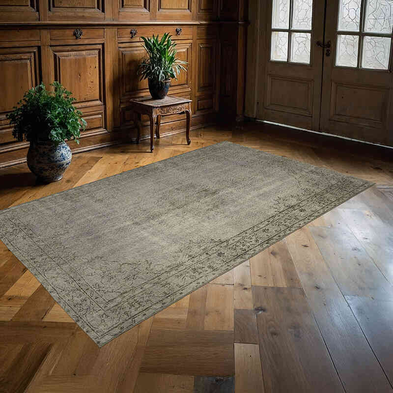 Gris Alfombra Turca Vintage Sobre-teñida - 151 cm x 247 cm - K0059292