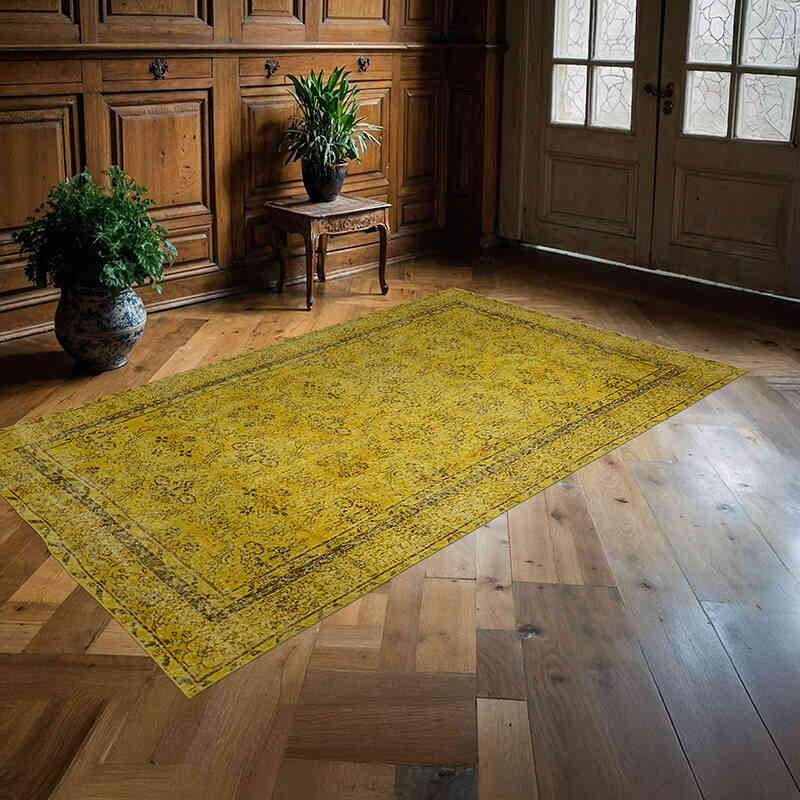 Sarı Boyalı El Dokuma Anadolu Halısı - 154 cm x 266 cm - K0059293