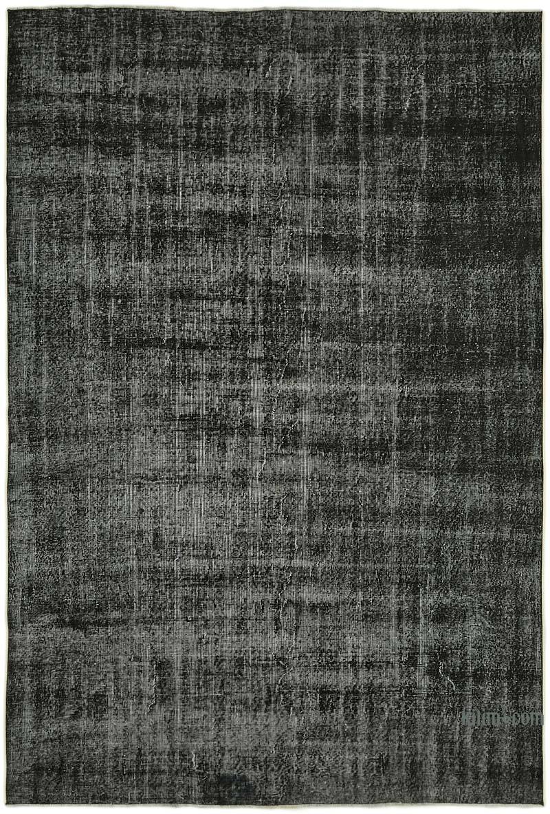 Negro Alfombra Turca Vintage Sobre-teñida - 209 cm x 304 cm - K0059296