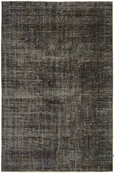 Black Over-dyed Vintage Hand-Knotted Turkish Rug - 6' 7" x 9' 11" (79" x 119")