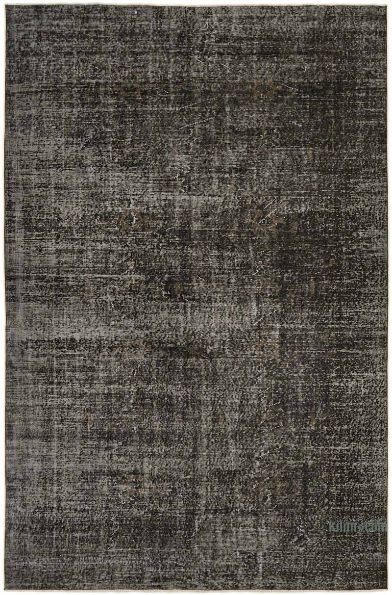 Negro Alfombra Turca Vintage Sobre-teñida - 201 cm x 301 cm - K0059298