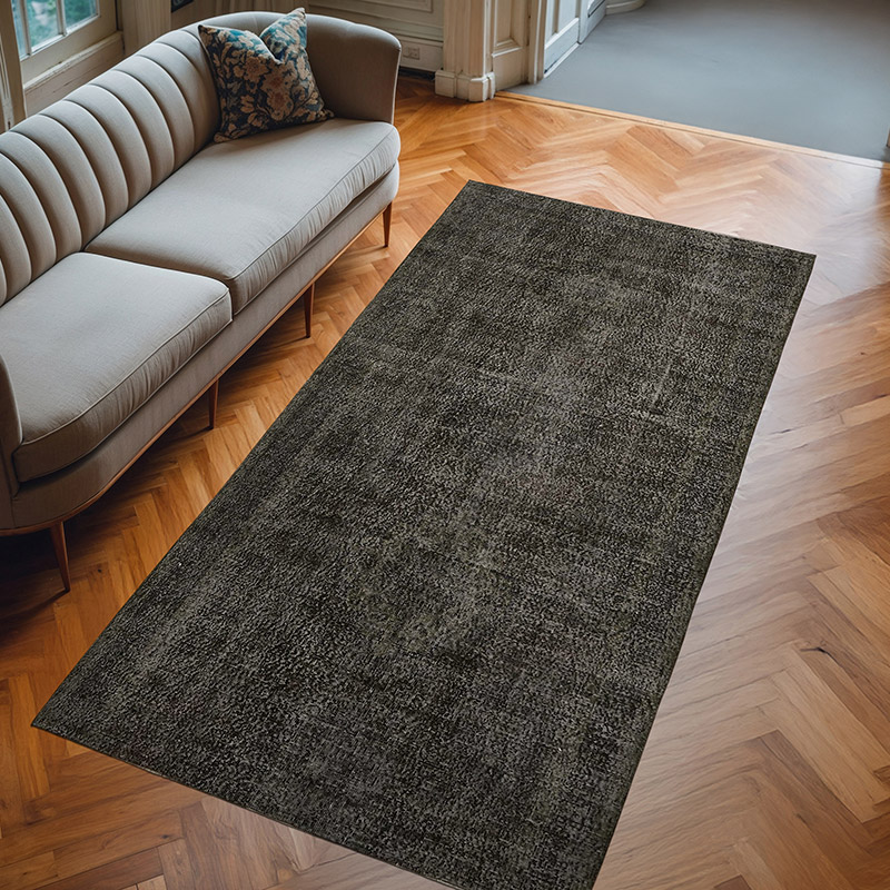 Over-dyed Vintage Hand-Knotted Turkish Rug - 4' 9" x 9' 2" (57" x 110") - K0059307