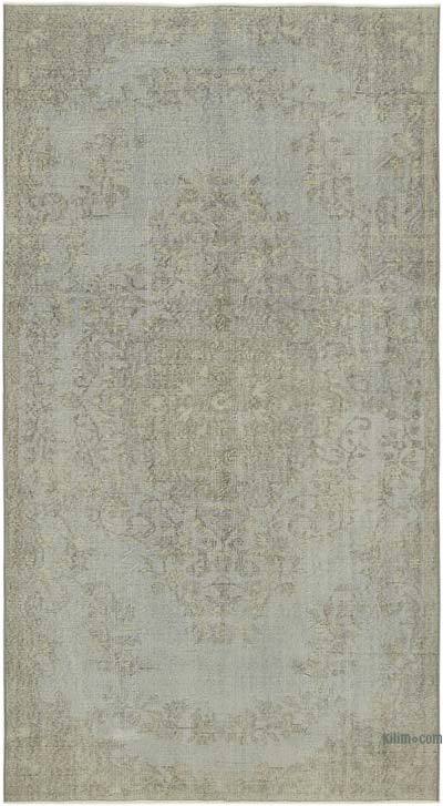 Blue Over-dyed Vintage Hand-Knotted Turkish Rug - 4' 9" x 8' 6" (57" x 102")