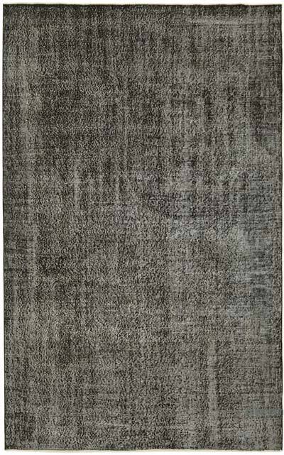 Black Over-dyed Vintage Hand-Knotted Turkish Rug - 5' 7" x 8' 9" (67" x 105")