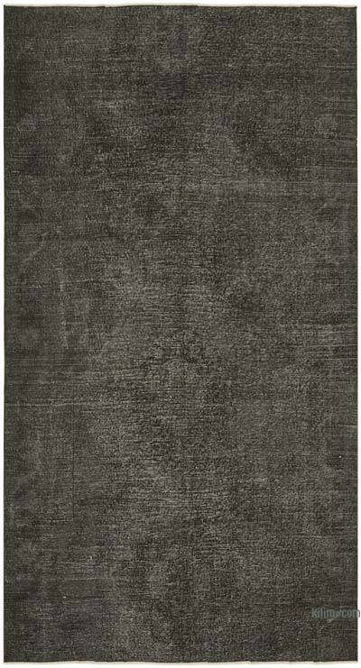 Black Over-dyed Vintage Hand-Knotted Turkish Rug - 4' 10" x 8' 10" (58" x 106")