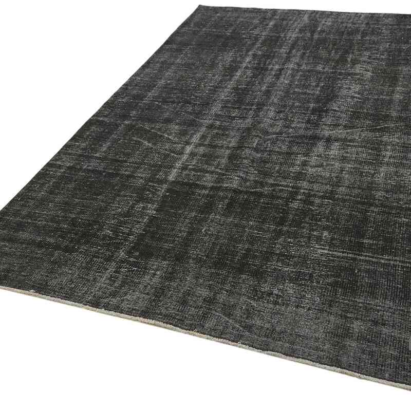 Black Over-dyed Vintage Hand-Knotted Turkish Rug - 5' 4" x 8' 10" (64" x 106") - K0059322