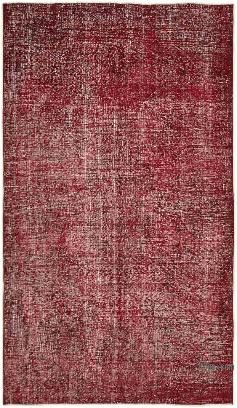 Red Over-dyed Vintage Hand-Knotted Turkish Rug - 5' 1" x 8' 8" (61" x 104") - K0059323