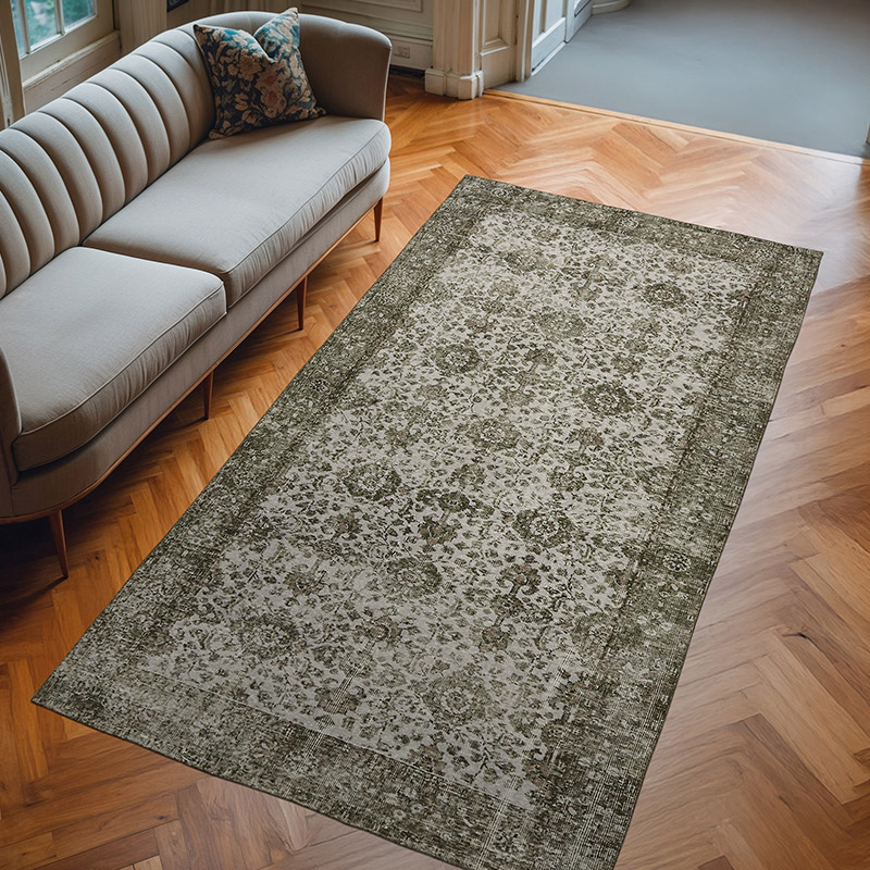 Gris Alfombra Turca Vintage Sobre-teñida - 156 cm x 286 cm - K0059328