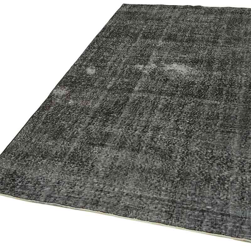 Black Over-dyed Vintage Hand-Knotted Turkish Rug - 4' 8" x 8' 11" (56" x 107") - K0059332