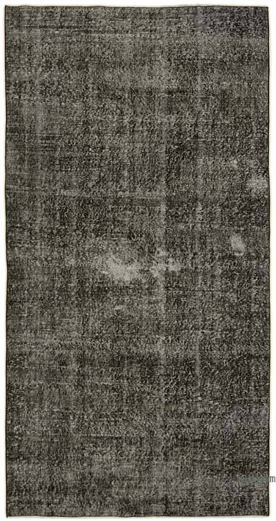 Black Over-dyed Vintage Hand-Knotted Turkish Rug - 4' 8" x 8' 11" (56" x 107")