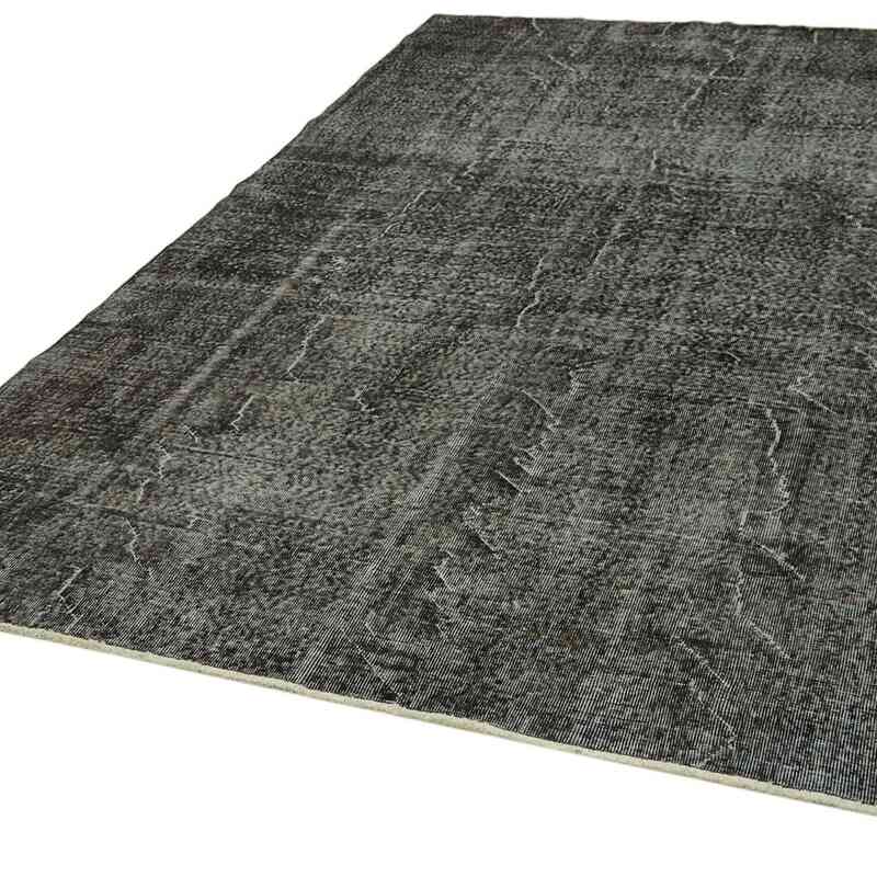 Black Over-dyed Vintage Hand-Knotted Turkish Rug - 6' 8" x 10'  (80" x 120") - K0059344