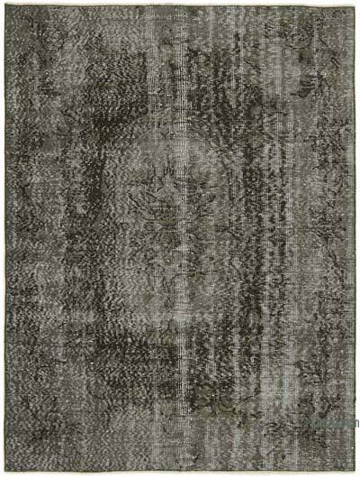 Black Over-dyed Vintage Hand-Knotted Turkish Rug - 4' 9" x 6' 5" (57" x 77")