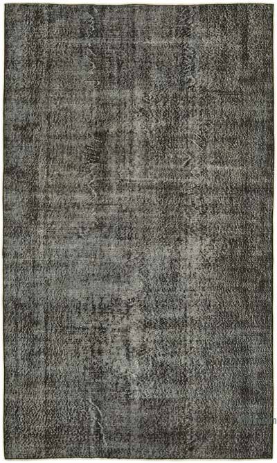 Black Over-dyed Vintage Hand-Knotted Turkish Rug - 5' 2" x 8' 8" (62" x 104")