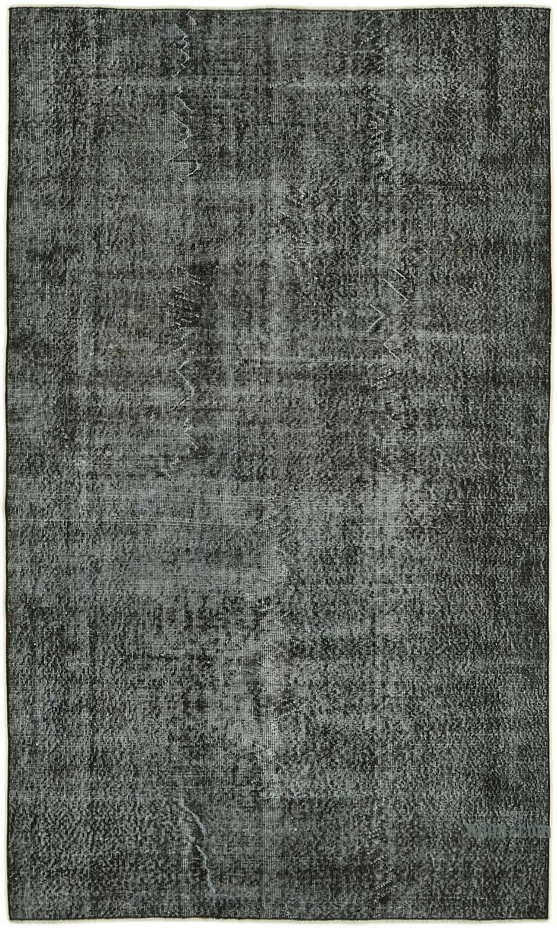 Black Over-dyed Vintage Hand-Knotted Turkish Rug - 5' 2" x 8' 8" (62" x 104") - K0059362