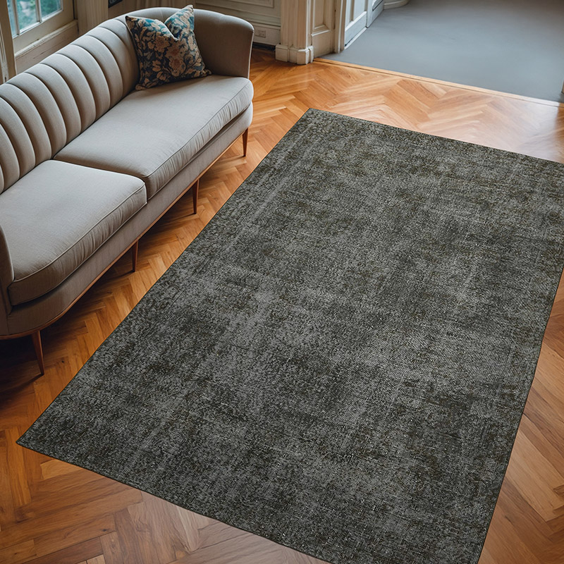 Gris Alfombra Turca Vintage Sobre-teñida - 195 cm x 300 cm - K0059366