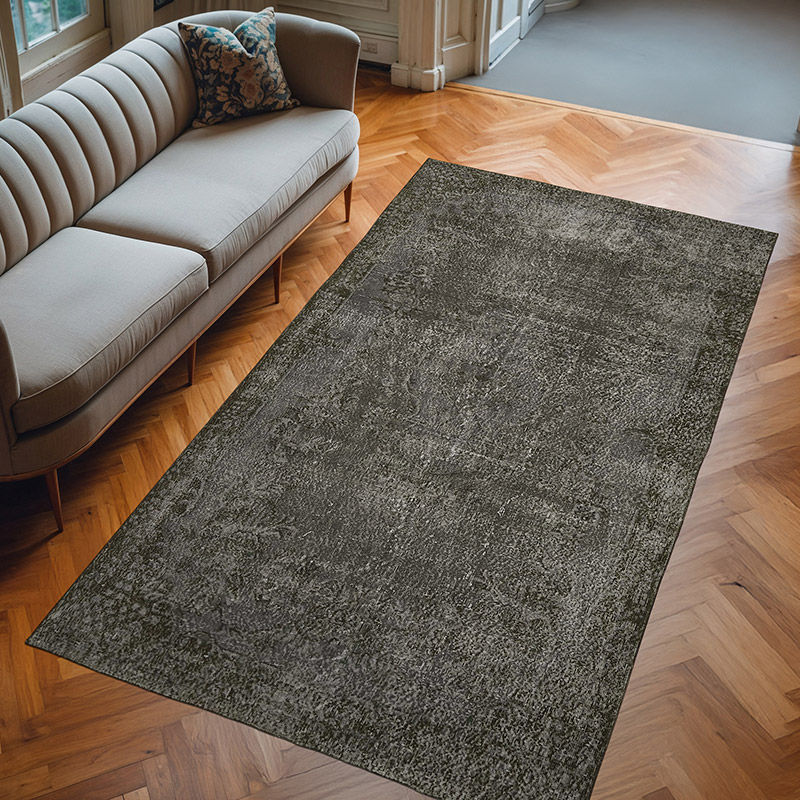 Gray Over-dyed Vintage Hand-Knotted Turkish Rug - 5' 10" x 10' 2" (70" x 122") - K0059367