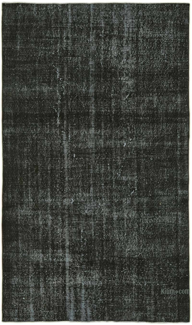 Black Over-dyed Vintage Hand-Knotted Turkish Rug - 5' 2" x 8' 8" (62" x 104") - K0059368