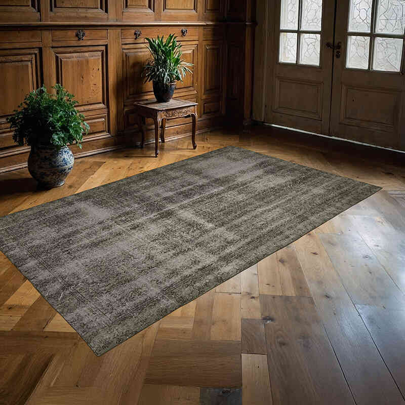 Gri Boyalı El Dokuma Anadolu Halısı - 151 cm x 251 cm - K0059369