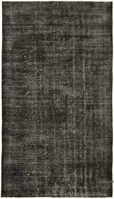 Black Over-dyed Vintage Hand-Knotted Turkish Rug - 5' 4" x 9' 3" (64" x 111")