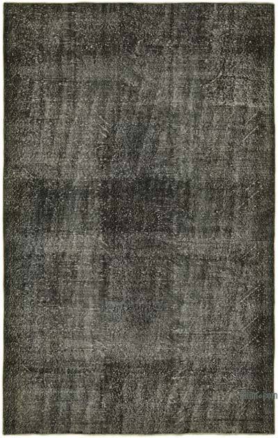 Black Over-dyed Vintage Hand-Knotted Turkish Rug - 5' 10" x 9' 2" (70" x 110")