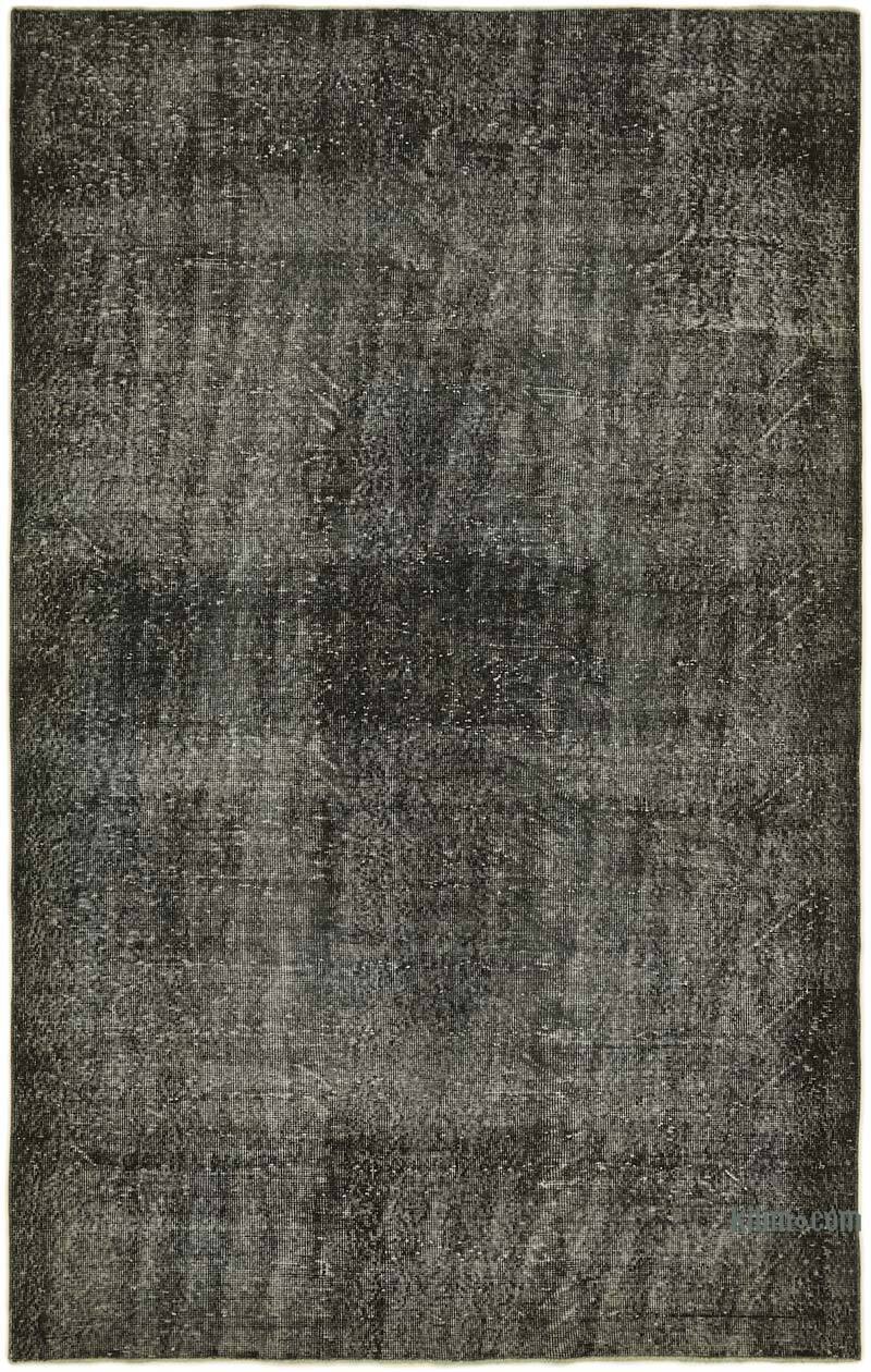 Negro Alfombra Turca Vintage Sobre-teñida - 178 cm x 279 cm - K0059380