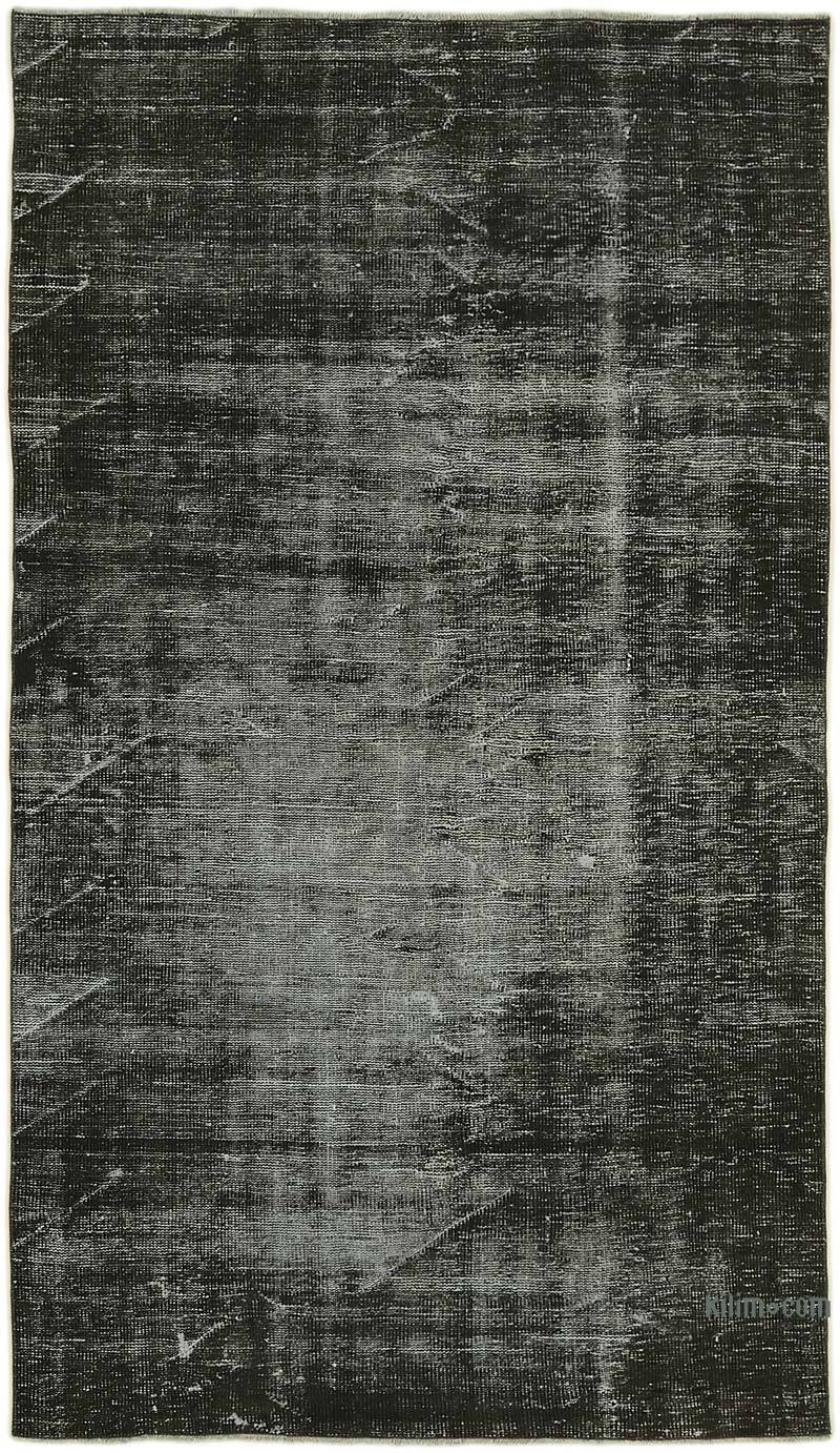 Black Over-dyed Vintage Hand-Knotted Turkish Rug - 4' 10" x 8' 5" (58" x 101") - K0059381