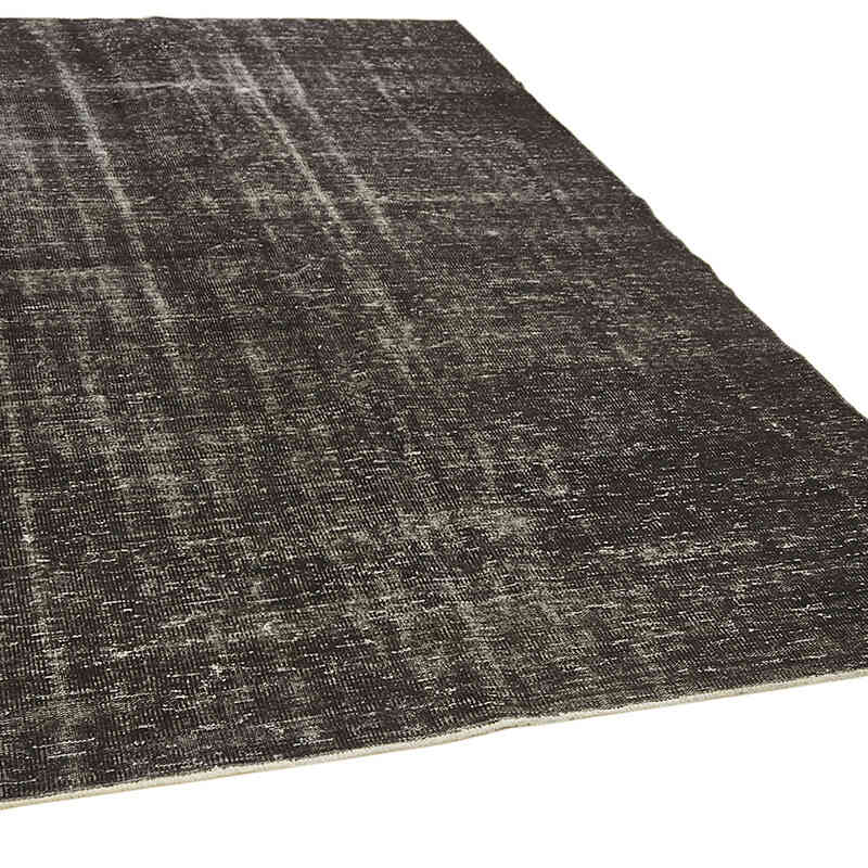 Negro Alfombra Turca Vintage Sobre-teñida - 186 cm x 284 cm - K0059384