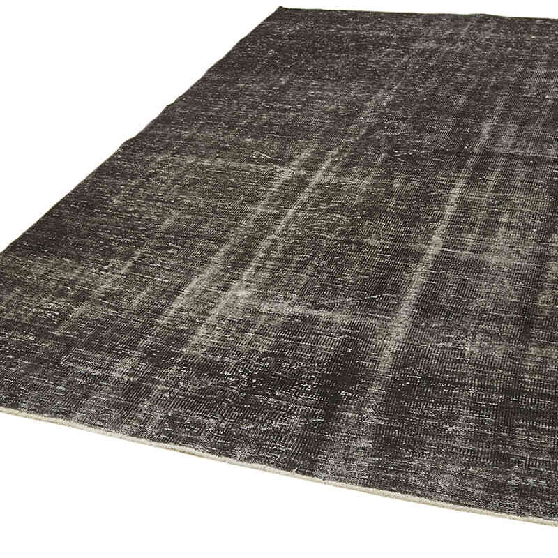 Negro Alfombra Turca Vintage Sobre-teñida - 186 cm x 284 cm - K0059384