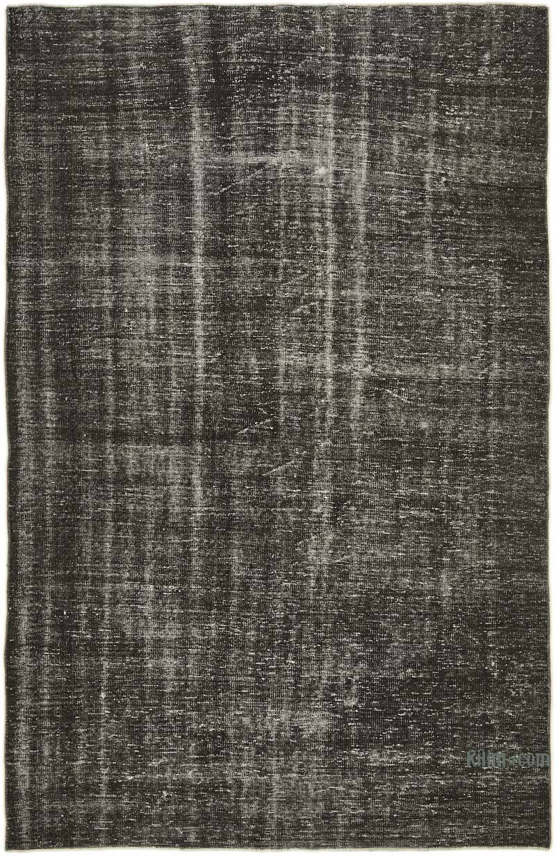 Negro Alfombra Turca Vintage Sobre-teñida - 186 cm x 284 cm - K0059384