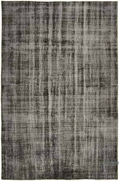 Black Over-dyed Vintage Hand-Knotted Turkish Rug - 6' 7" x 9' 9" (79" x 117")