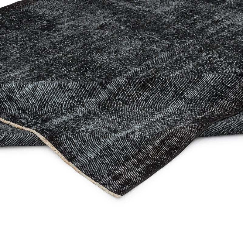 Negro Alfombra Turca Vintage Sobre-teñida - 224 cm x 307 cm - K0059388