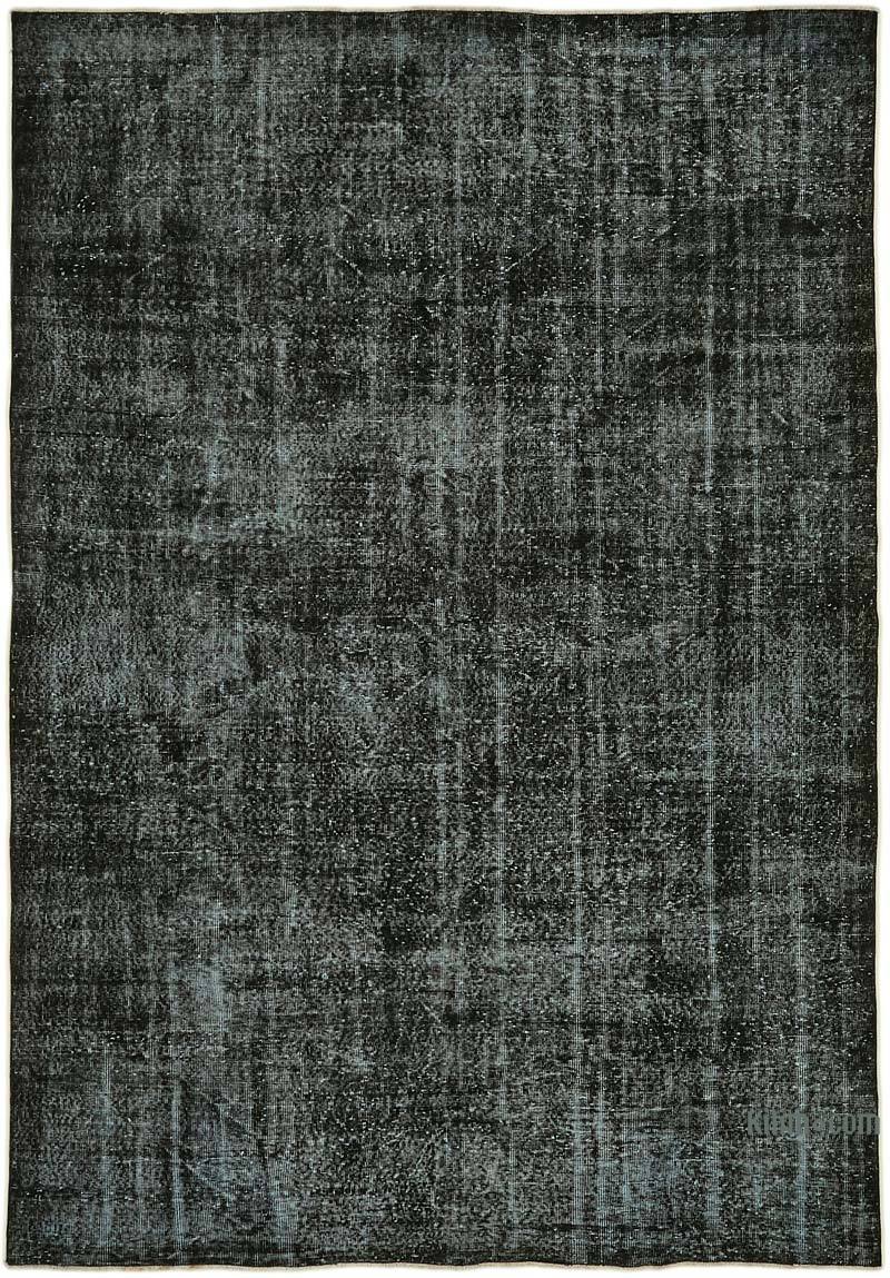 Black Over-dyed Vintage Hand-Knotted Turkish Rug - 7' 1" x 10'  (85" x 120") - K0059388