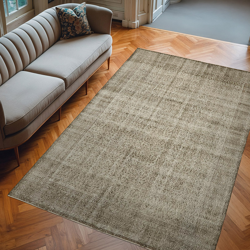 Gray Over-dyed Vintage Hand-Knotted Turkish Rug - 6' 11" x 10' 4" (83" x 124") - K0059392
