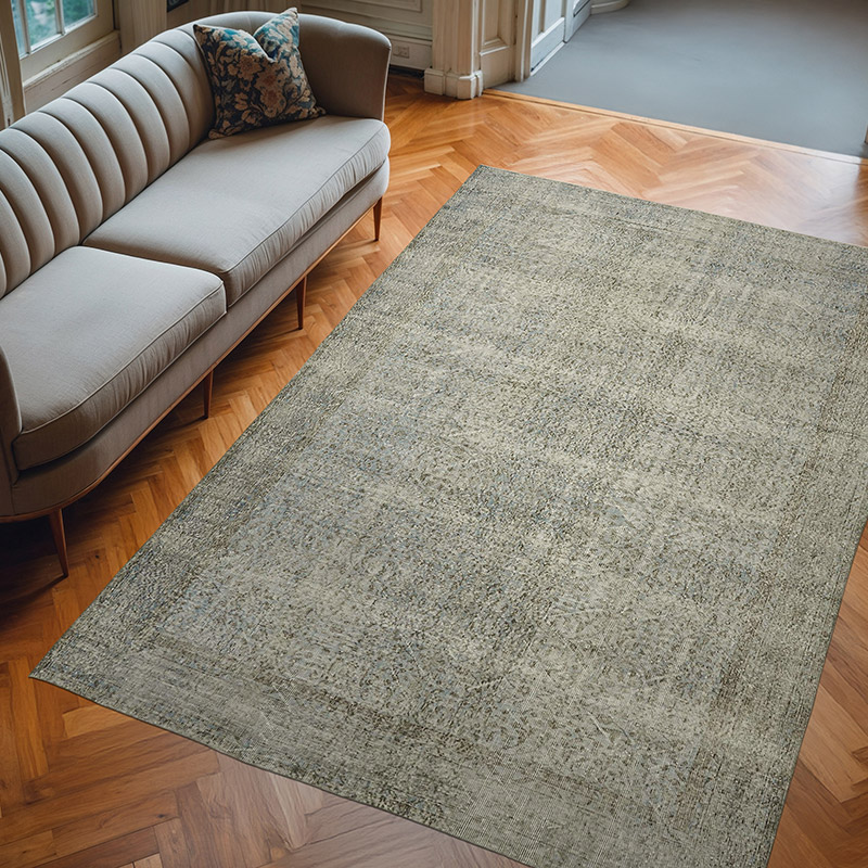 Azul Oscuro Alfombra Turca Vintage Sobre-teñida - 215 cm x 315 cm - K0059395