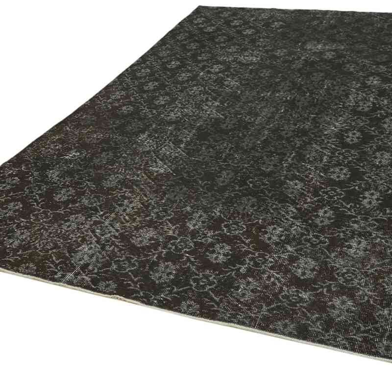 Black Over-dyed Vintage Hand-Knotted Turkish Rug - 7' 2" x 10' 9" (86" x 129") - K0059413