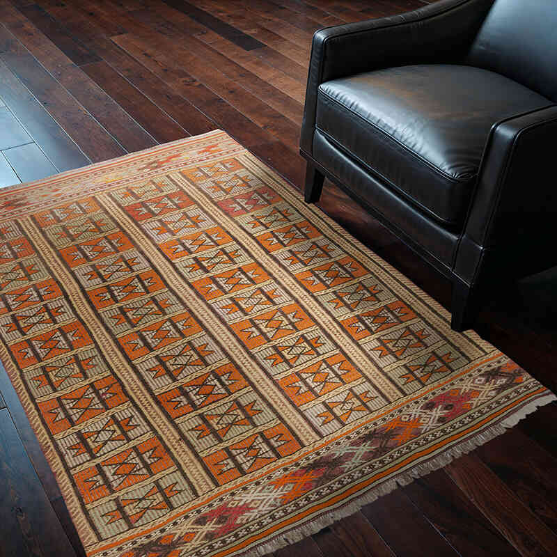 Vintage Fethiye Jijiim Rug - 3' 11" x 5' 3" (47" x 63") - K0059439