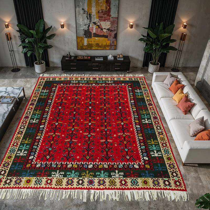 Rojo Alfombra Vintage Sharkoy Kilim - 386 cm x 445 cm - K0059490