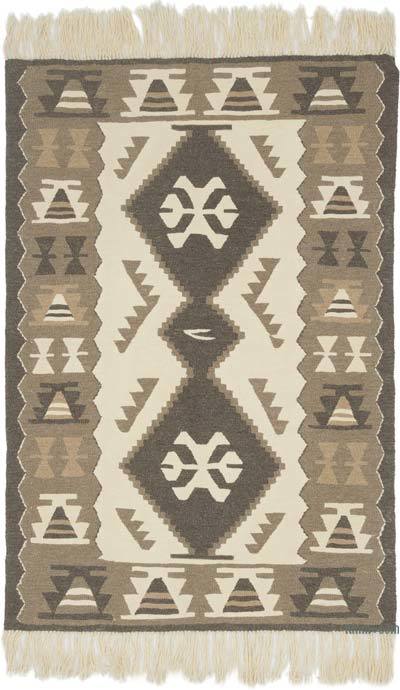 New Handwoven Turkish Kilim Rug - 3' 8" x 5' 3" (44" x 63")