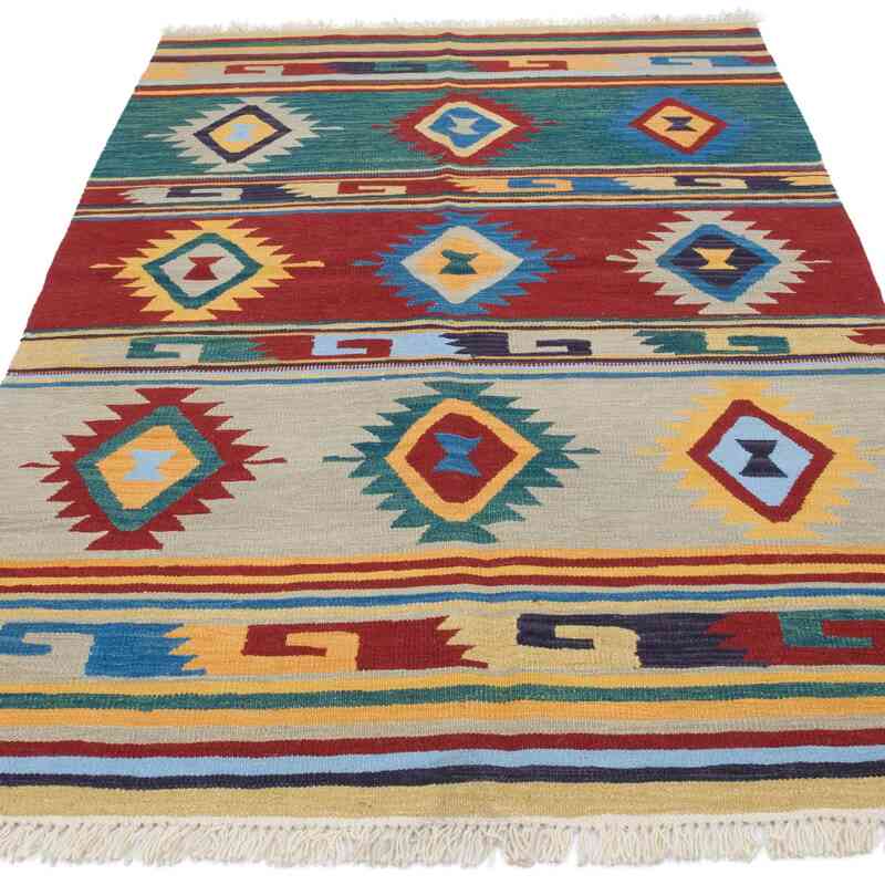 New Handwoven Turkish Kilim Rug - 4'  x 6' 3" (48" x 75") - K0059550