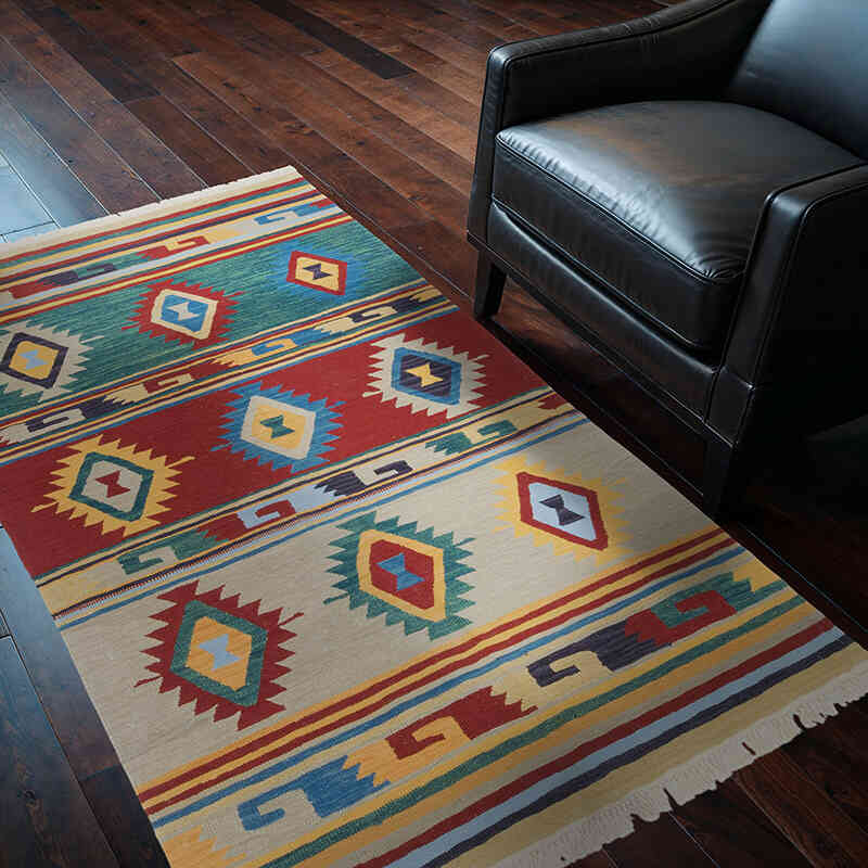 New Handwoven Turkish Kilim Rug - 4'  x 6' 3" (48" x 75") - K0059550