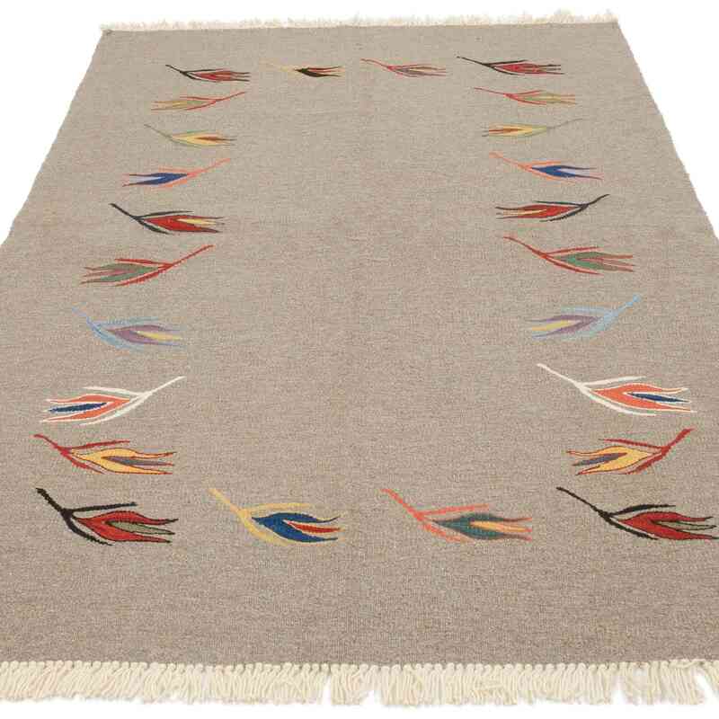 New Handwoven Turkish Kilim Rug - 4' 1" x 6'  (49" x 72") - K0059557