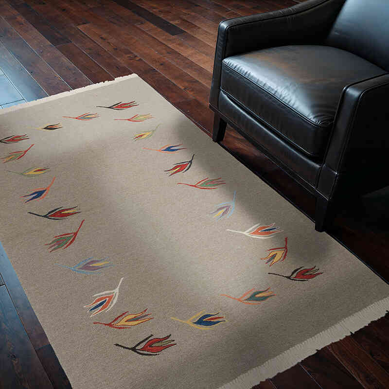 New Handwoven Turkish Kilim Rug - 4' 1" x 6'  (49" x 72") - K0059557