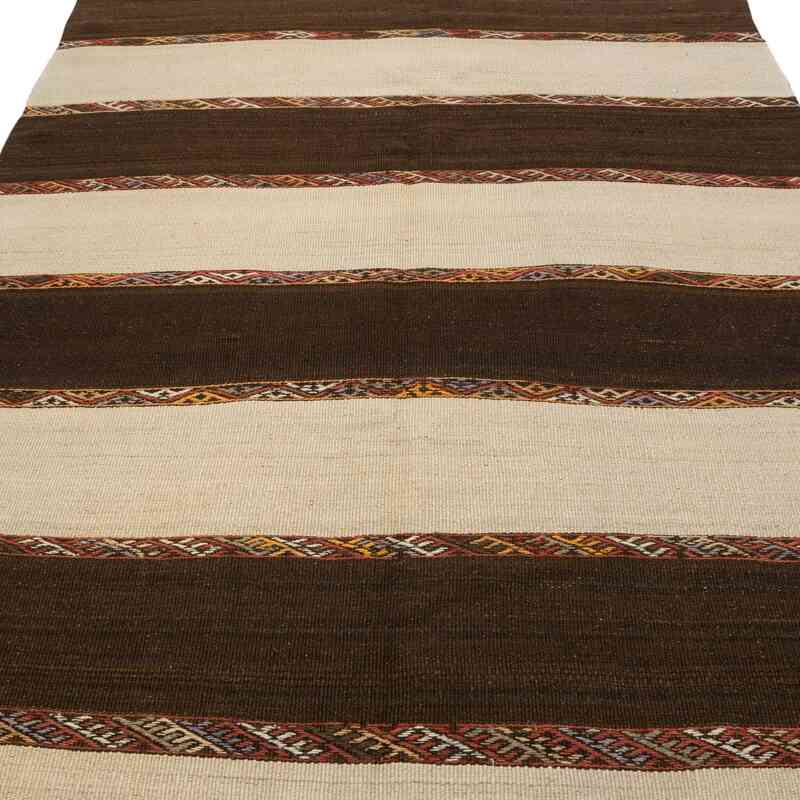 Beige, Brown Vintage Anatolian Kilim Rug - 5' 2" x 12' 4" (62" x 148") - K0059569