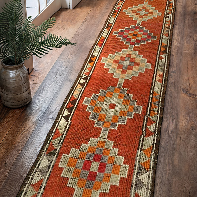 Vintage Tribal Runner Rug - 3' 1" x 11' 6" (37" x 138") - K0059591
