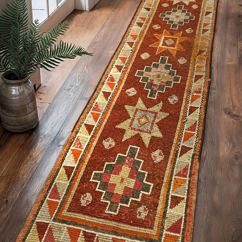 Vintage Tribal Runner Rug - 3' 1" x 13' 1" (37" x 157") - K0059603
