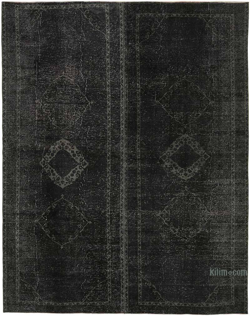 Negro Alfombra Turca Vintage Sobre-teñida  - 294 cm x 376 cm - K0059760