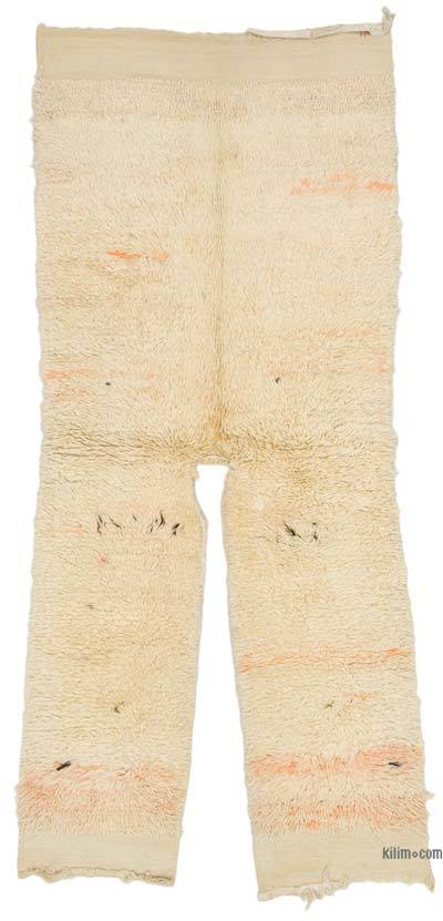 Beige Vintage Anatolian Tulu Rug - 3' 5" x 8' 4" (41" x 100")