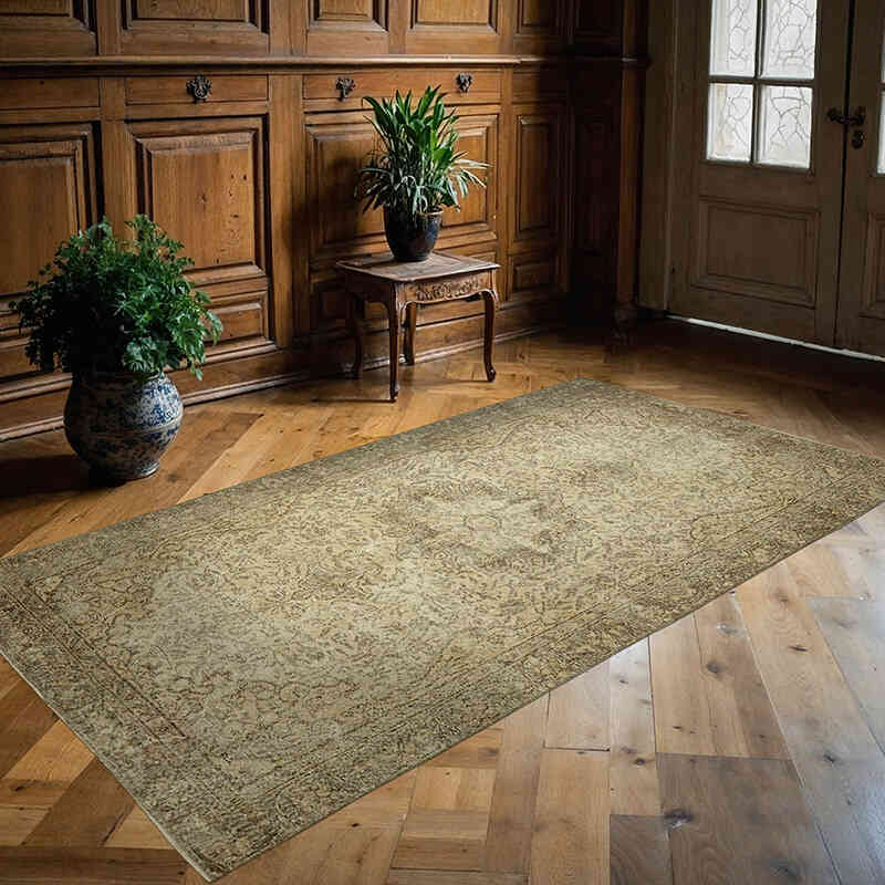 Alfombra Vintage Turca Anudada a Mano - 142 cm x 257 cm - K0060052