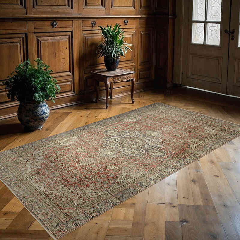 Alfombra Vintage Turca Anudada a Mano - 147 cm x 262 cm - K0060088